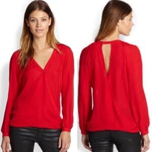 Parker Mae Red Silk Wrap Effect Top XS S1